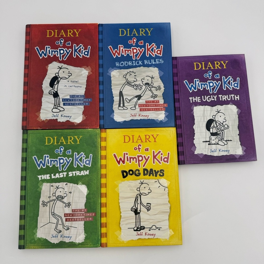 Diary of a Wimpy Kid Hardcover Lot 5 Books Set 1-5Jeff Kinney Summer Reading